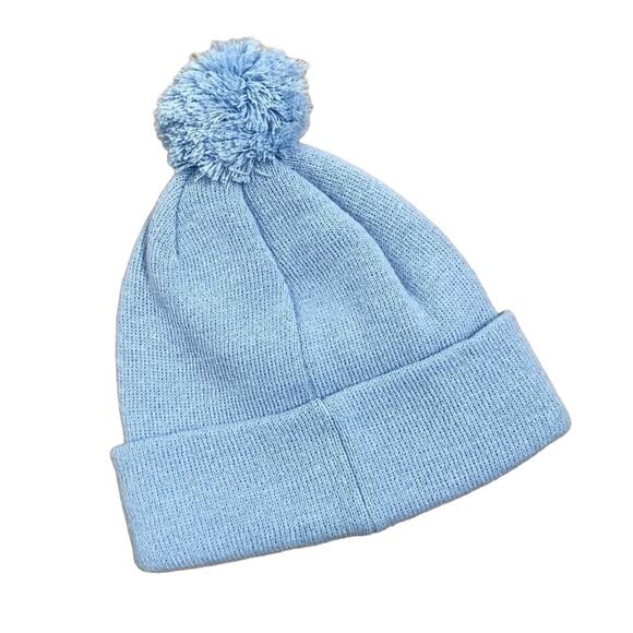 American Needle Blue Cuffed Pom Pom Beanie Hat NWT - Picture 2 of 3